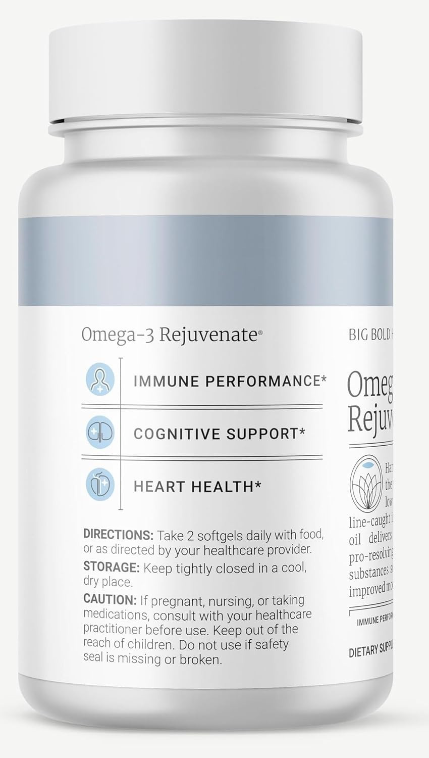 Big Bold Health Omega-3 Rejuvenate 120 Softgels Daily Care Bottle
