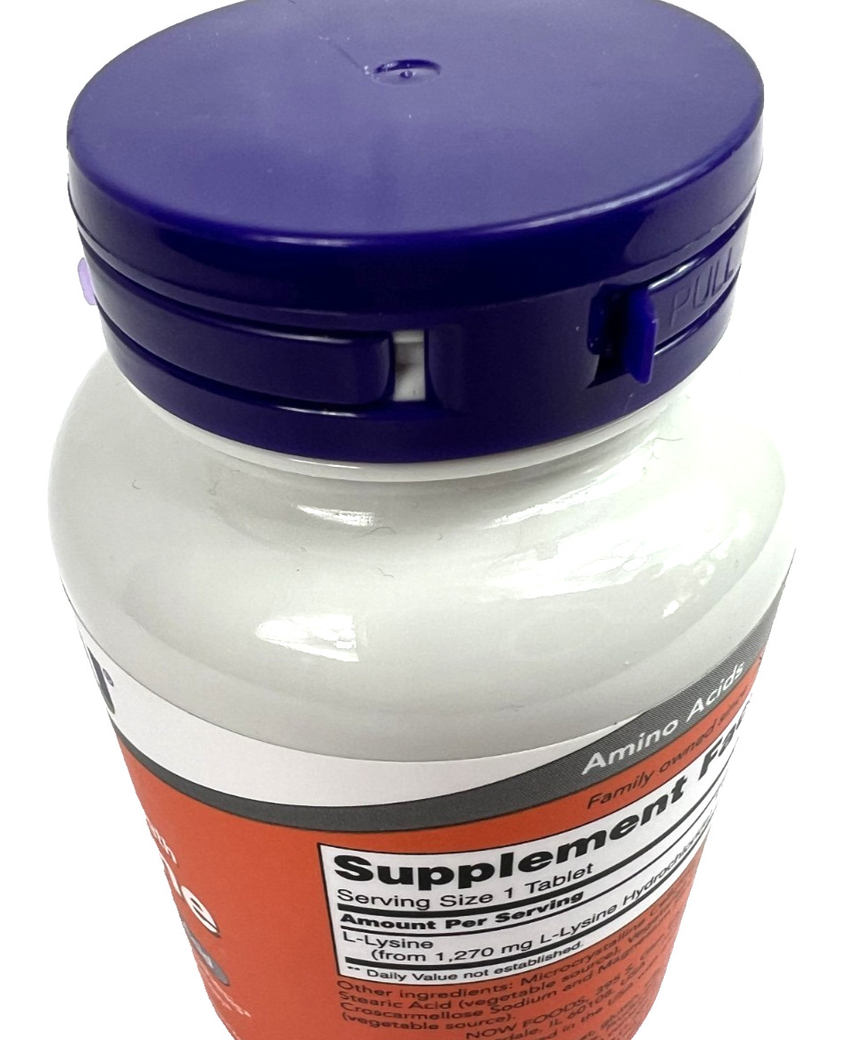 NOW Double Strength L-Lysine 1000 mg 100 Tablets Cold Sores Best By 12/2030 NEW