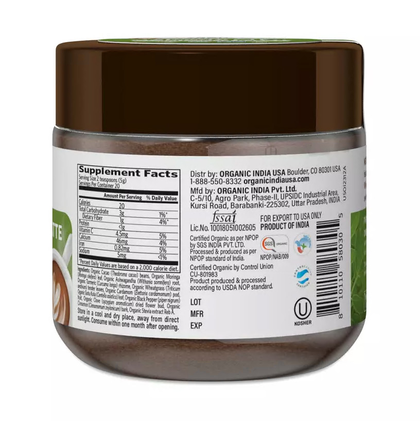 Organic India Superfood Mix, Chocolate Morninga Latte 3.5 oz