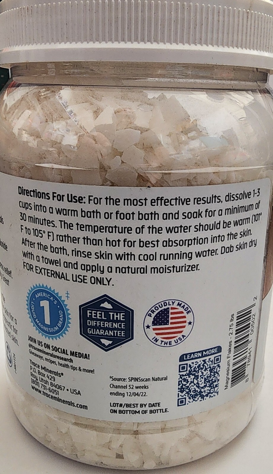Trace Minerals -Pure Magnesium Flakes -For baths and Foot Soaks -Exp 02/2026