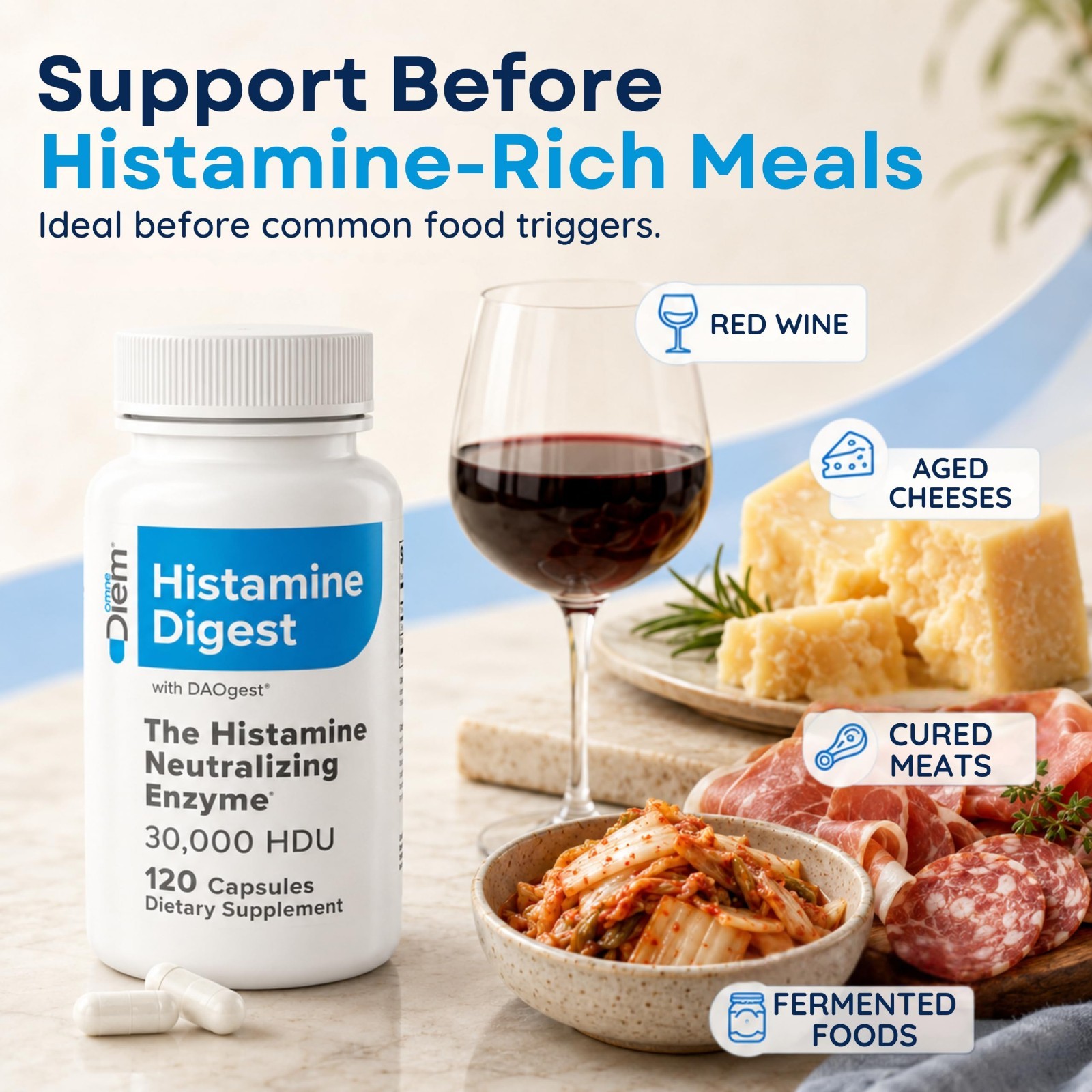 Histamine Digest Enzyme 30,000 HDU – 120 Caps for Histamine Intolerance Relief