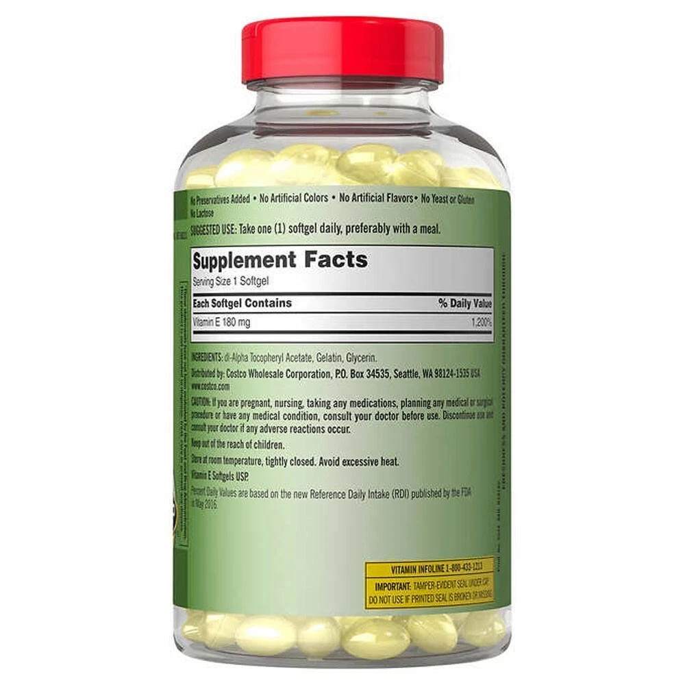 KIRKLAND SIGNATURE VITAMIN E 400 I.U. (180mg) 500 SOFTGELS Exp: 12/27