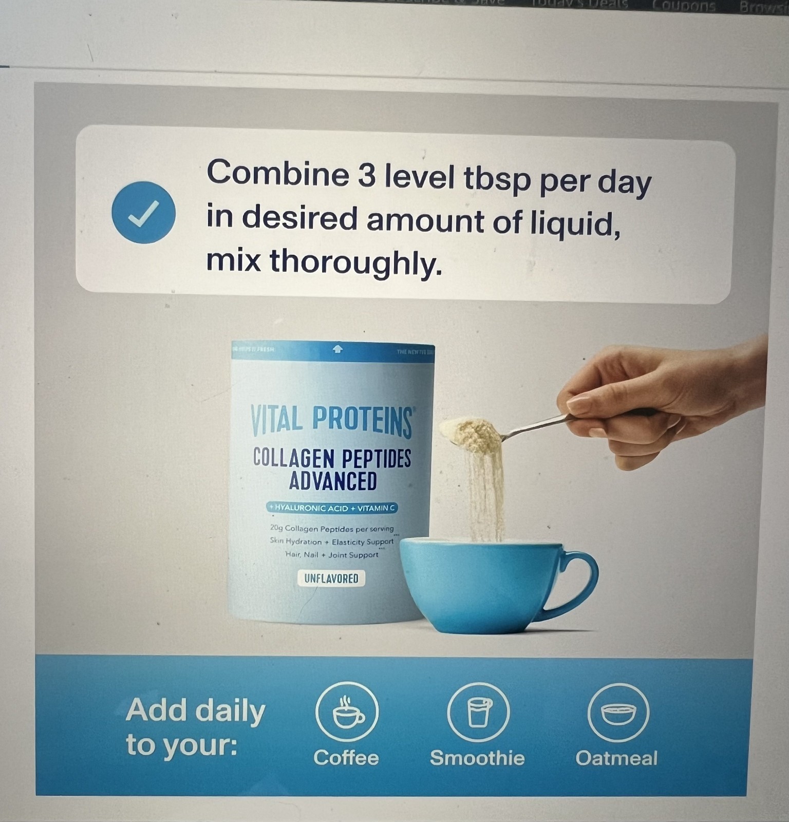 Vital Proteins Collagen Peptides Powder Hyaluronic Acid & Vitamin 27 serving
