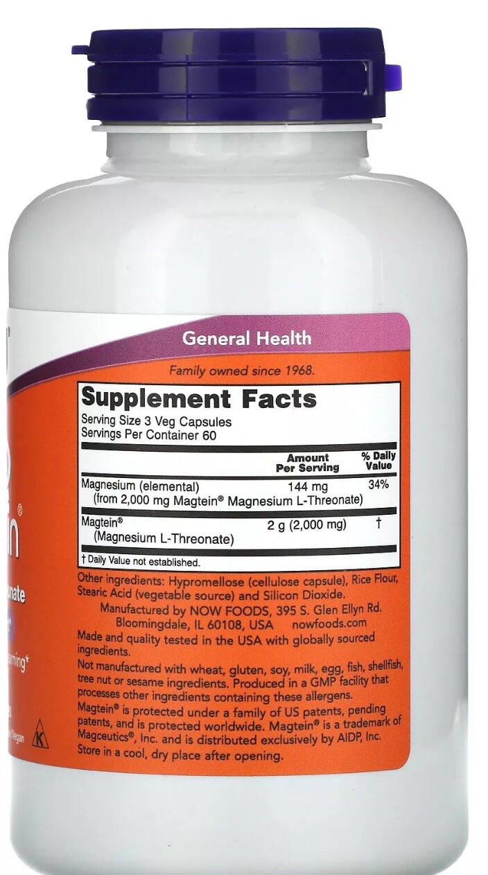 Magtein, 180 Veg Capsules Exp08/2026