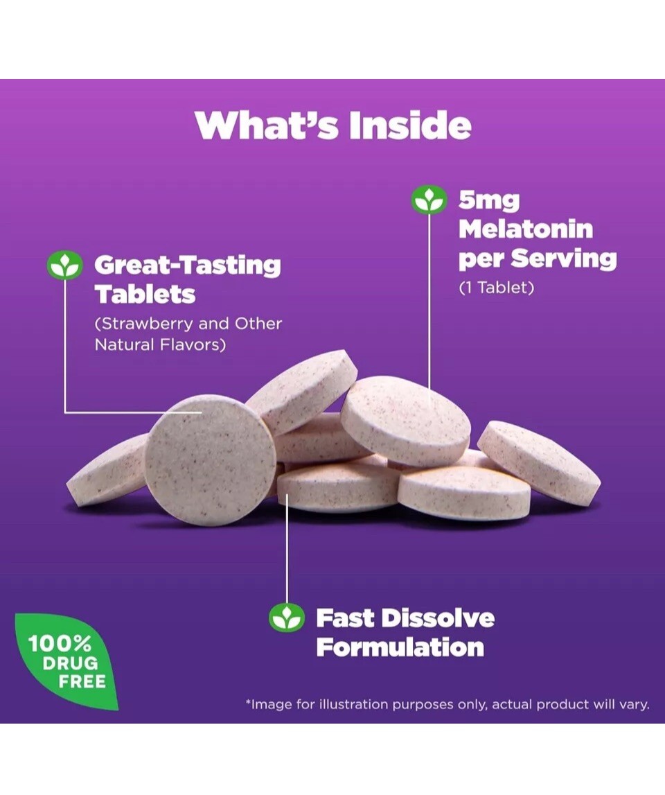 Natrol Melatonin 5 Mg Fast Dissolve 250 Strawberry Tablets ~ SPECIAL ~ EXP 11/27