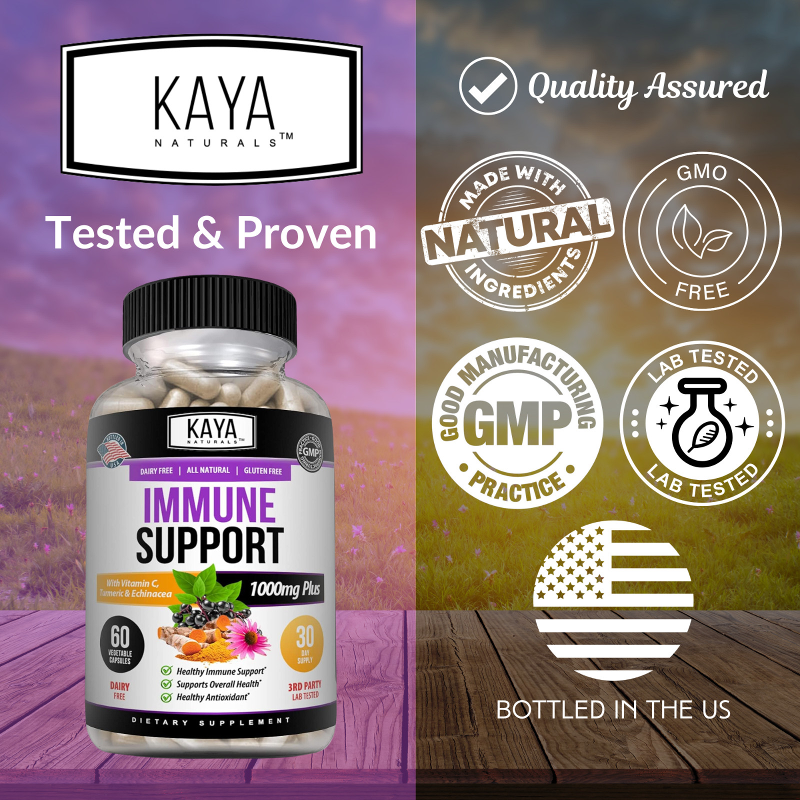Immune System Booster, Vitamin C, Elderberry, Zinc, Probiotics, Echinacea