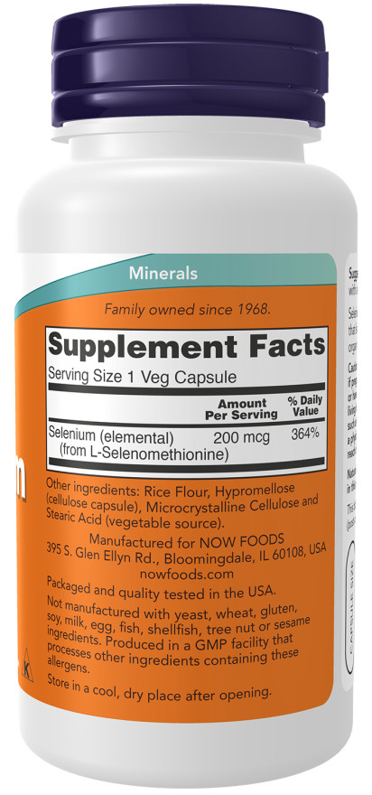 Now Foods Selenium 200 mcg 180 Vegetable Capsules Essential Mineral 04/25EXP