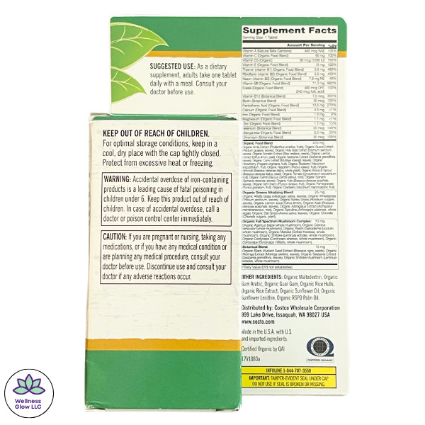 🇺🇸Kirkland Signature Organic Multivitamin 80 Tablet Whole Food Non GMO Organic