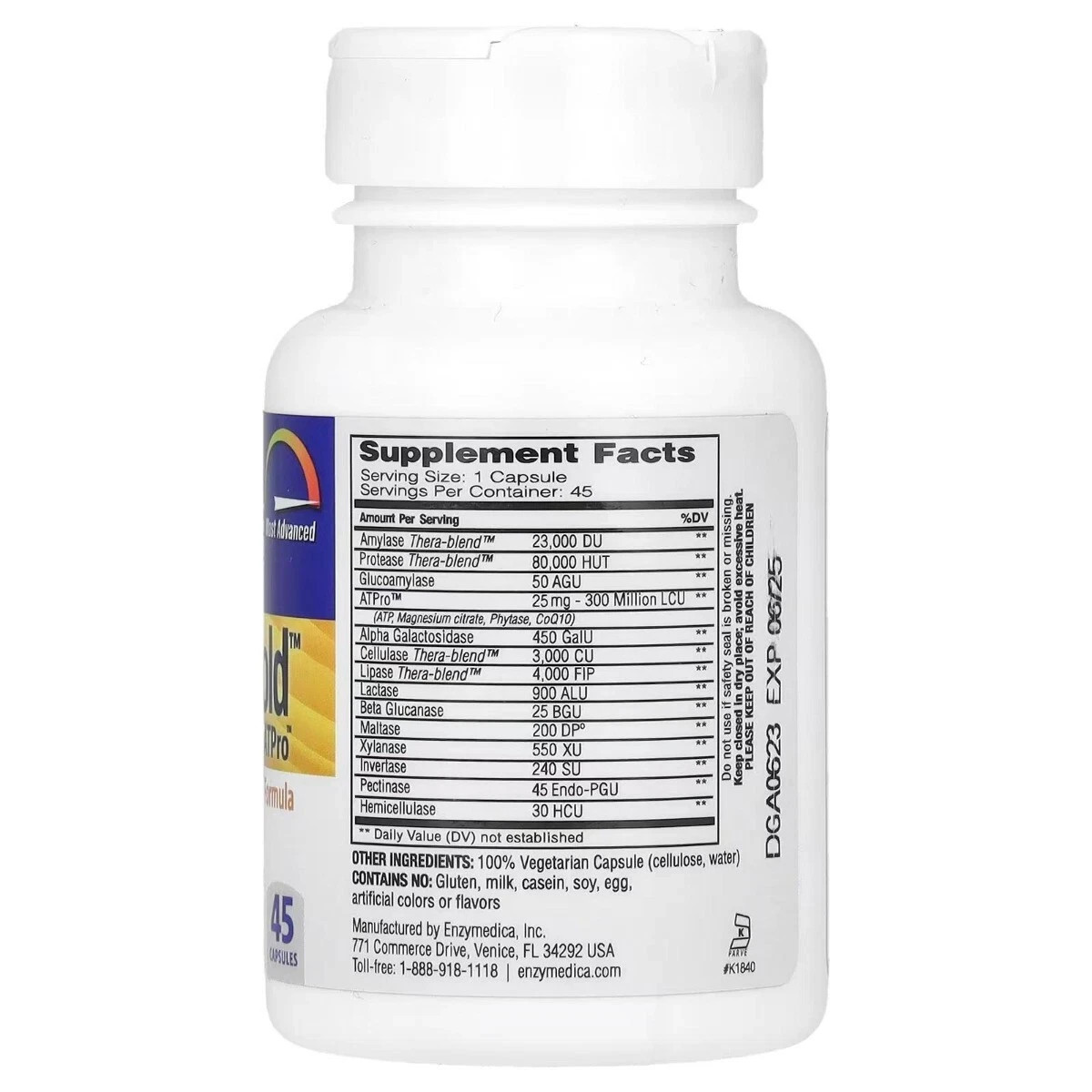 Enzymedica Digest Gold Digestive Support Supplement – 240 Capsules