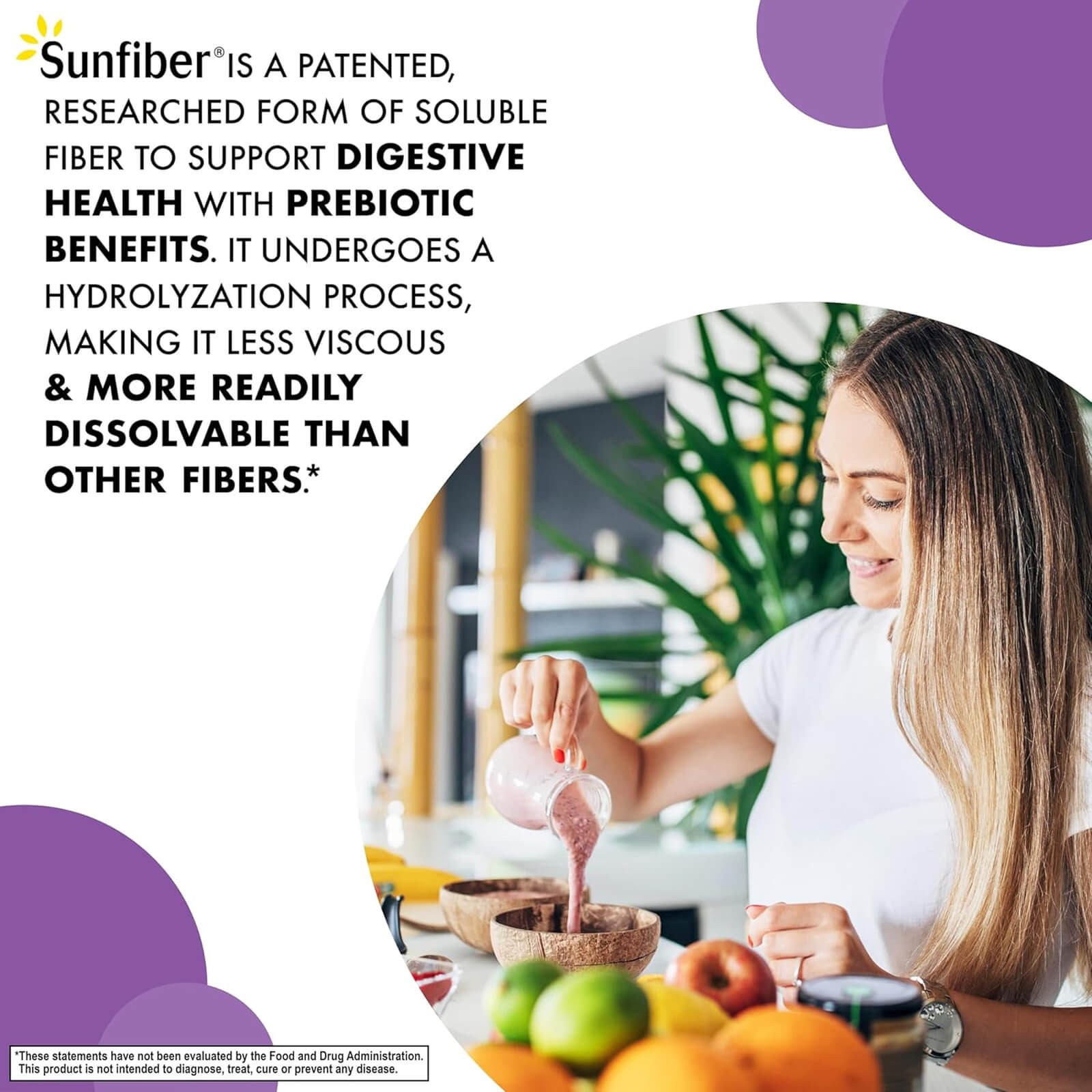 Bluebonnet Sunfiber Prebiotic Soluble Fiber 7.4 Oz Powder, Whole Food Based