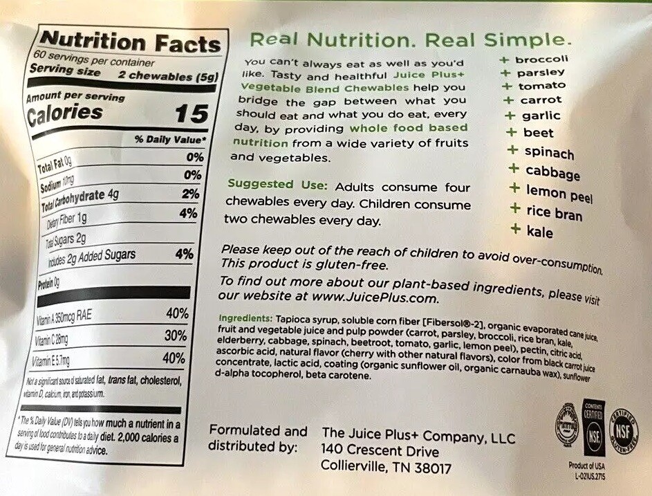 JUICE PLUS+ 480 Blended Fruit & Veggie Gummies: 2 Fruit & 2 Vegetable – NIB!