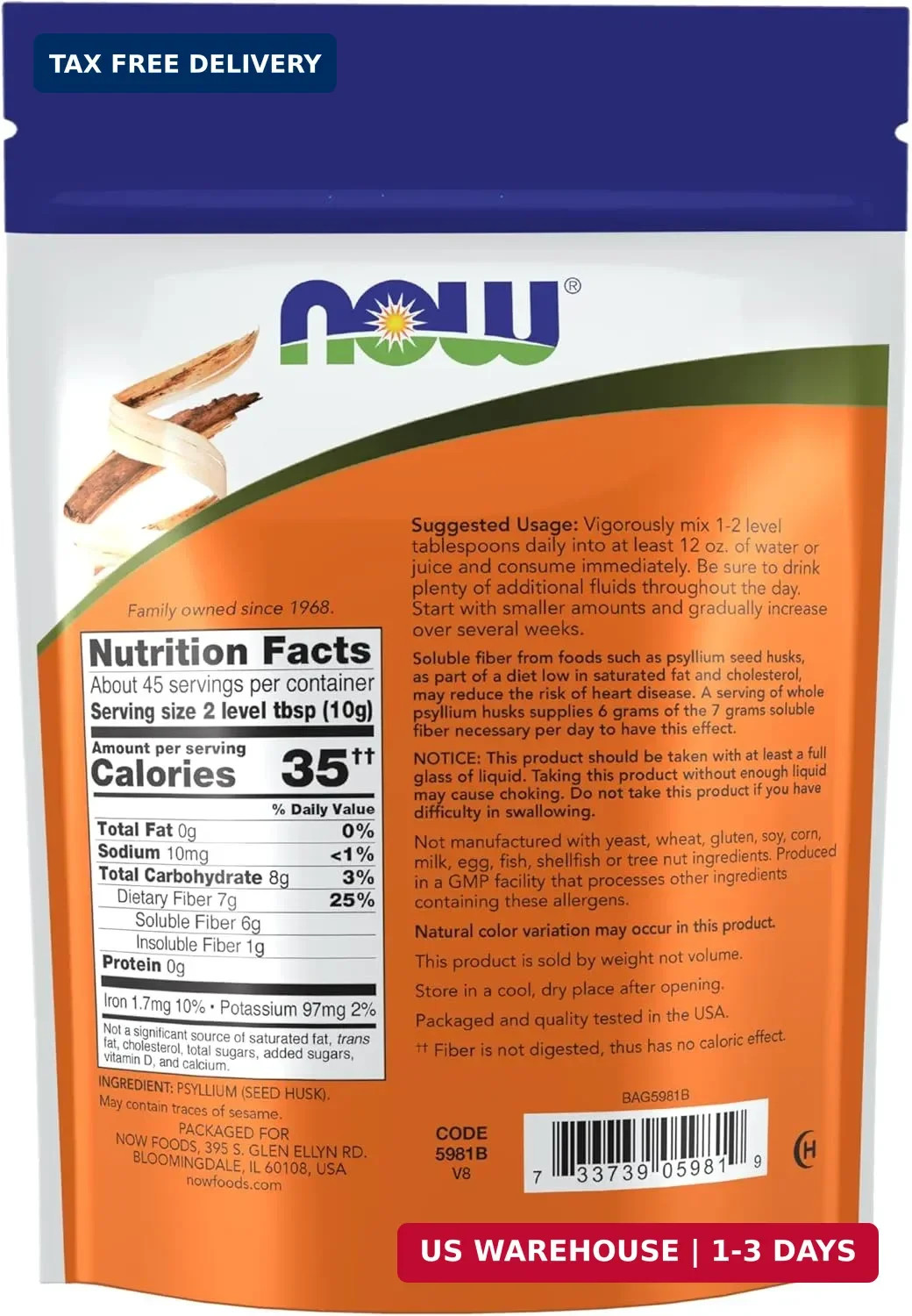 Supplements, Whole Psyllium Husks, Non-GMO Project Verified, Soluble Fiber, 16-O