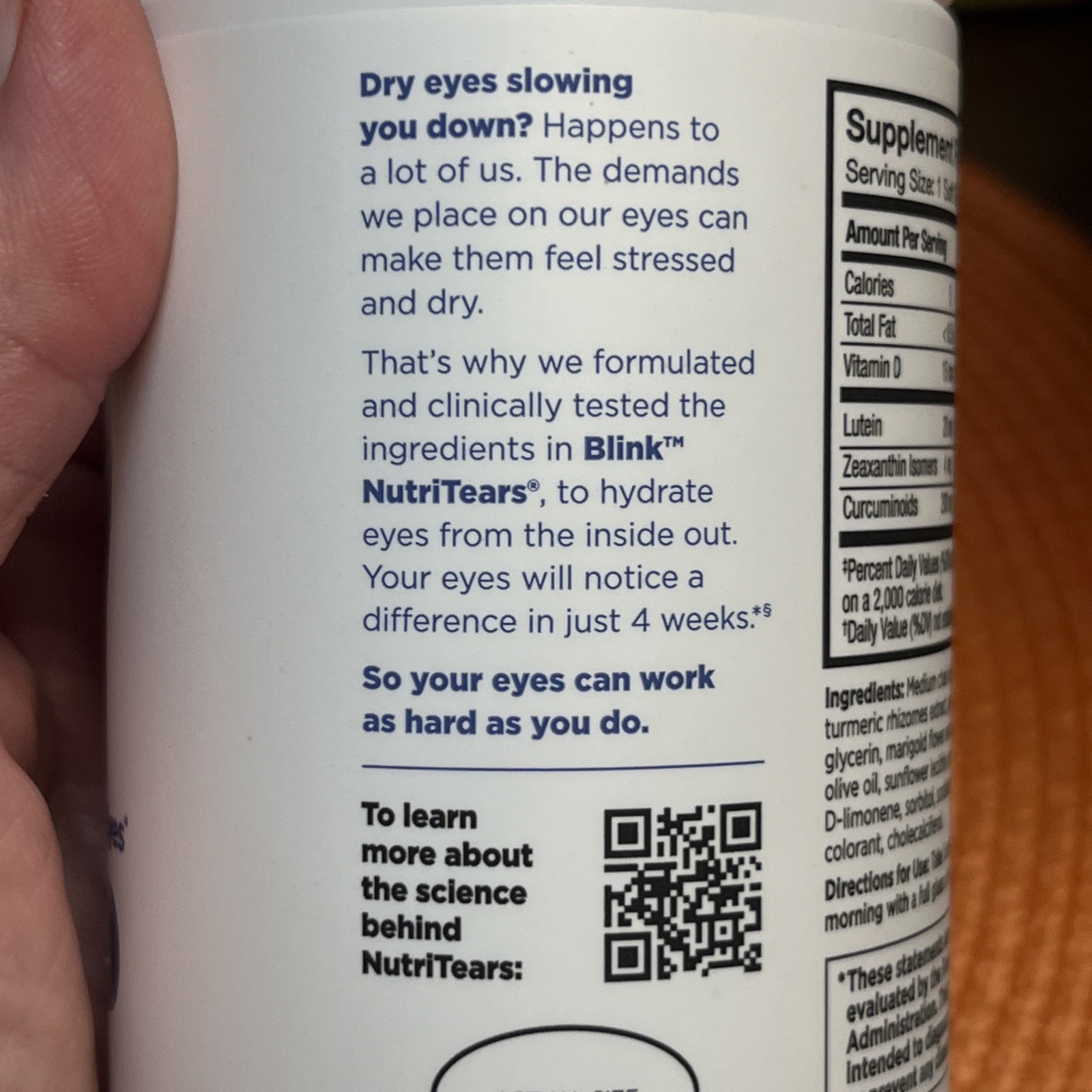 4 Blink NutriTears Supplement Dry Eyes, Long Lasting Eye Relief, 50 Softgels