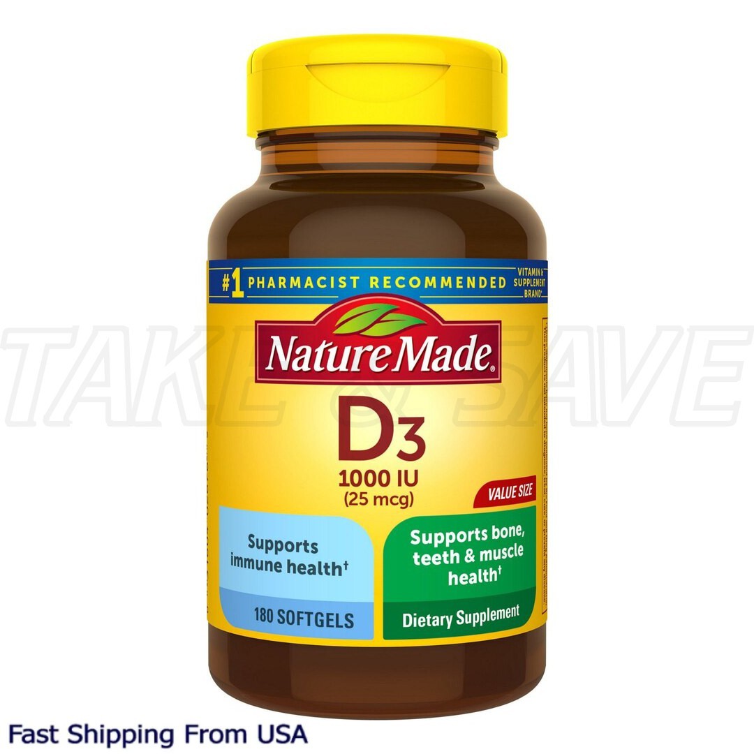 Nature Made Vitamin D3 1000 IU (25 mcg), 180 Softgels EXP: 07/28