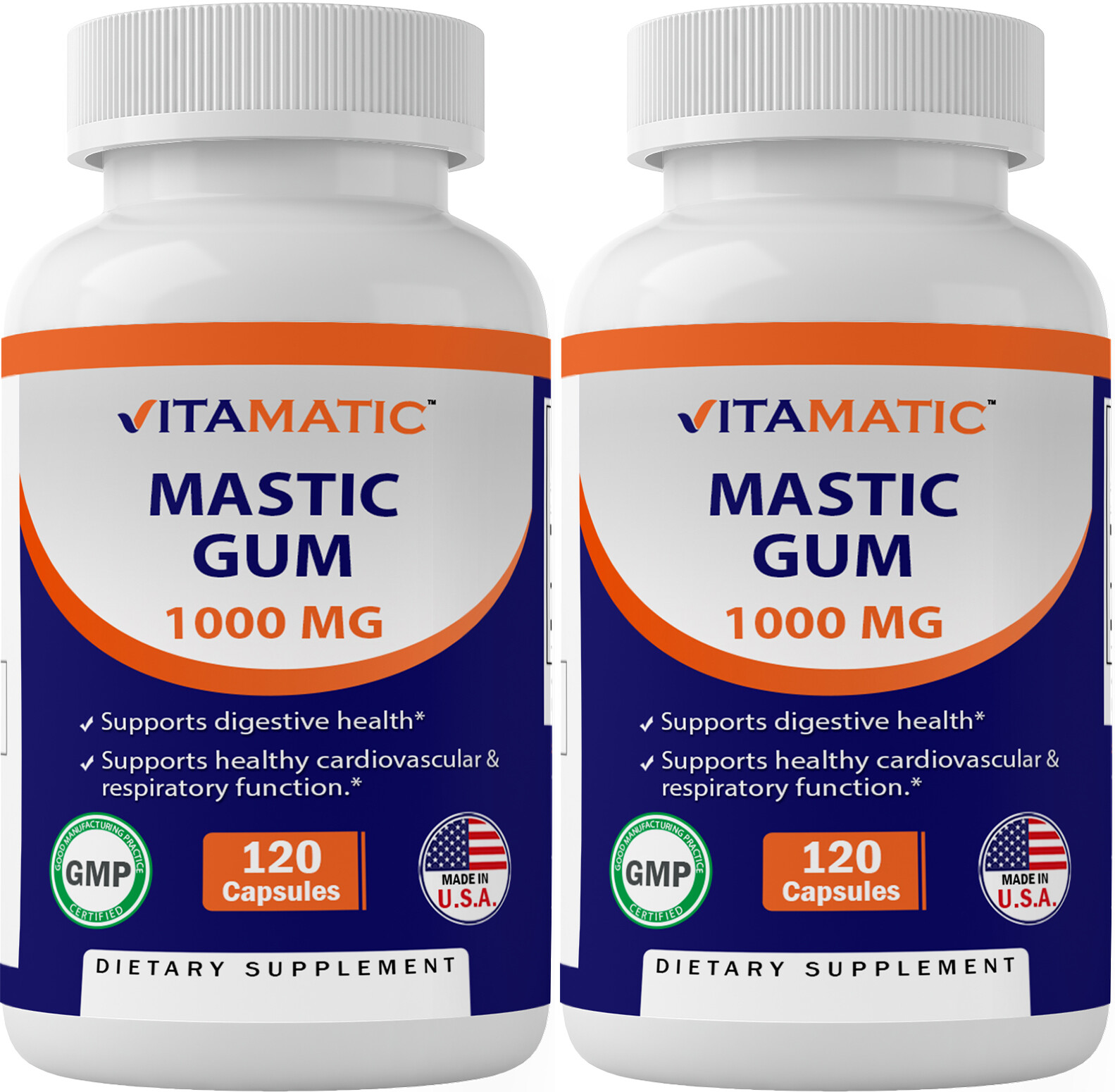 2 Pack – Vitamatic Mastic Gum 1000mg per Serving Support Digestive Func 240 caps