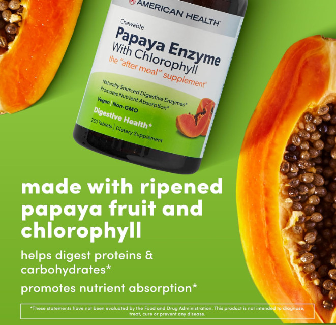 American Health Papaya Enzyme Chewable Tablets – Promotes Nutrient Absorption, H