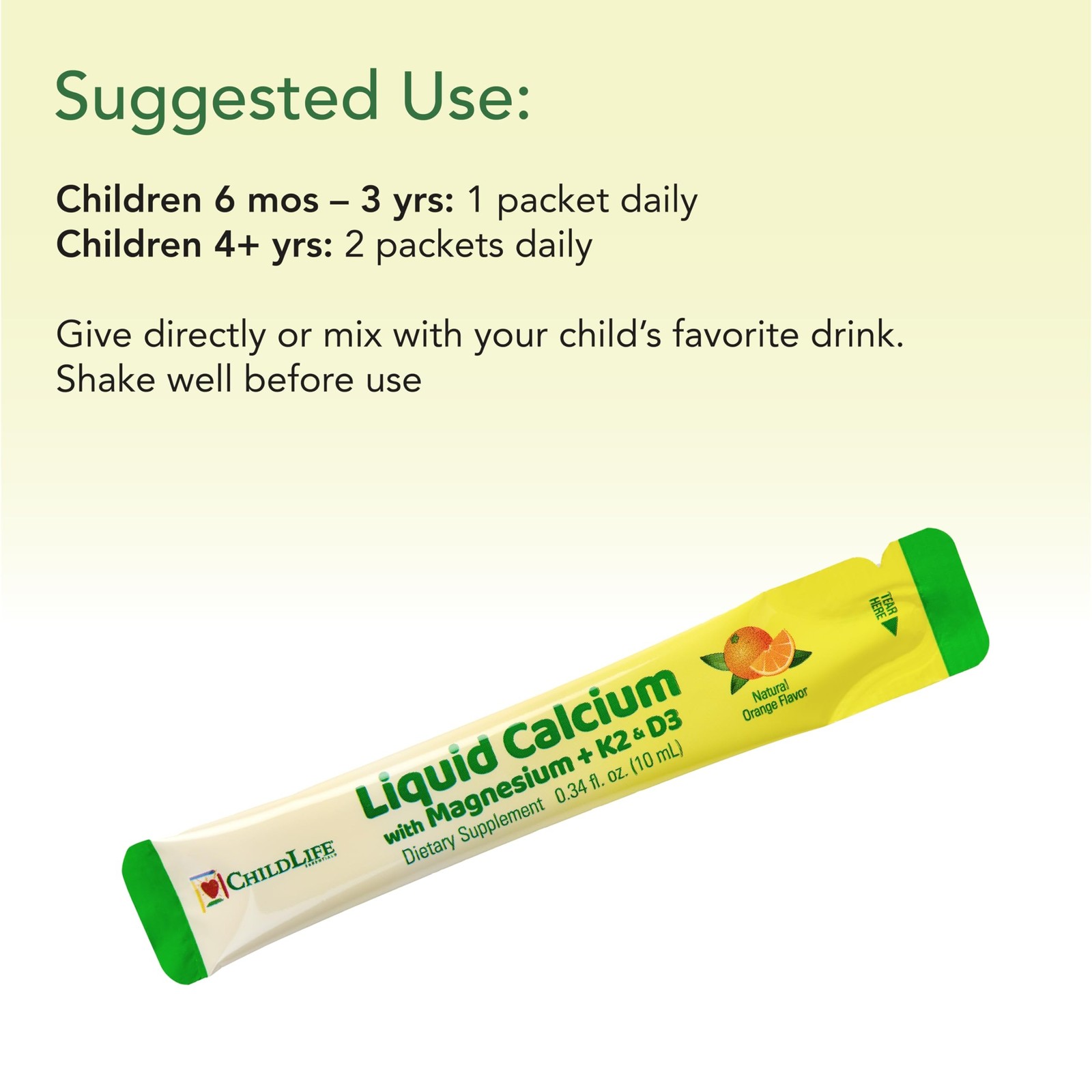 ChildLife Essentials Liquid Calcium for Kids 0.34 fl Oz (30 Stick Packs)