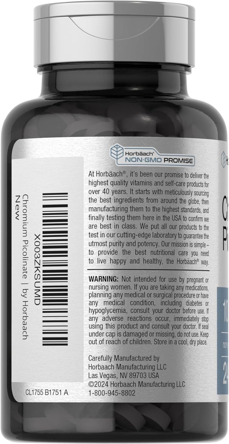 Picolinato de Cromo 1000mcg Apoya Niveles Saludables de Azucar en la Sangre240ct