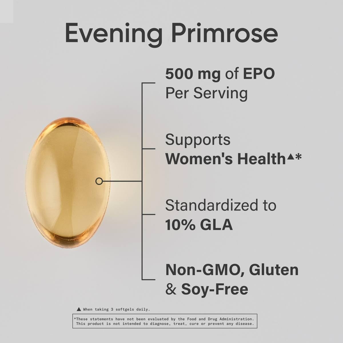 Evening Primrose Oil 500mg, 240 Mini-Softgels | EPO Supplement for Women’s Healt