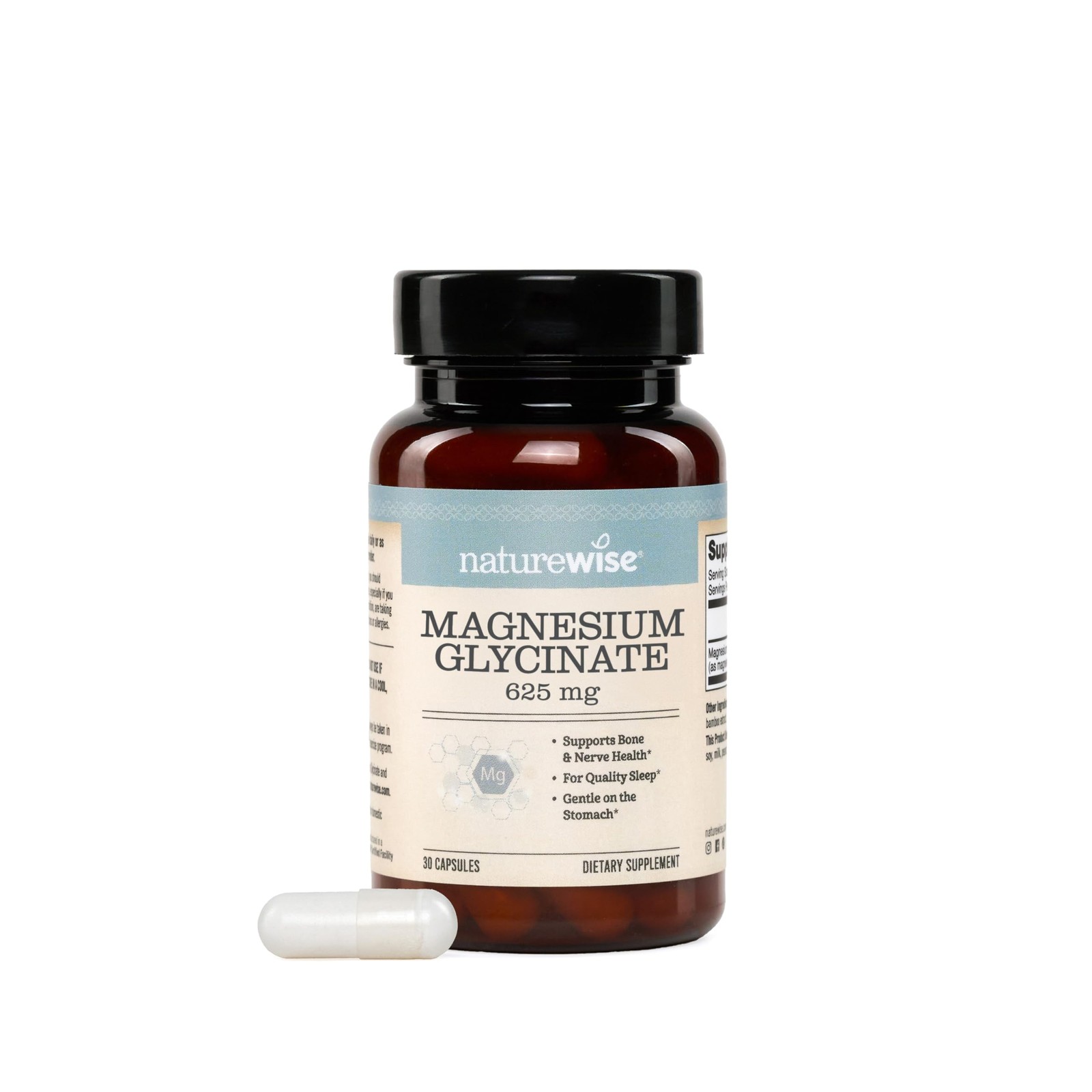 NatureWise Magnesium Glycinate 625 mg – High Absorption 30 Count (Pack of 1)