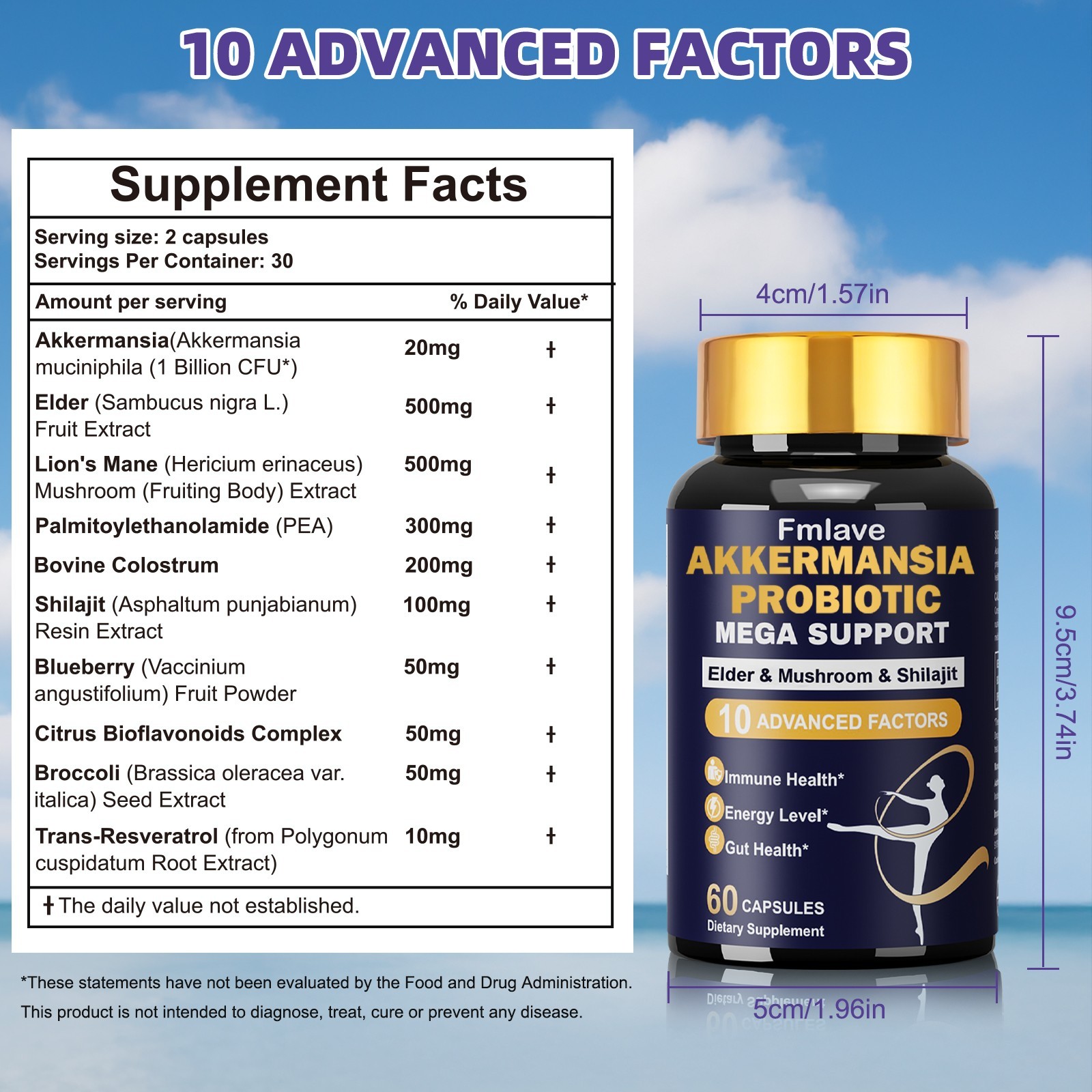 Akkermansia Muciniphila Probiotic for Gut Health Weight Loss 60/120/240 Capsules