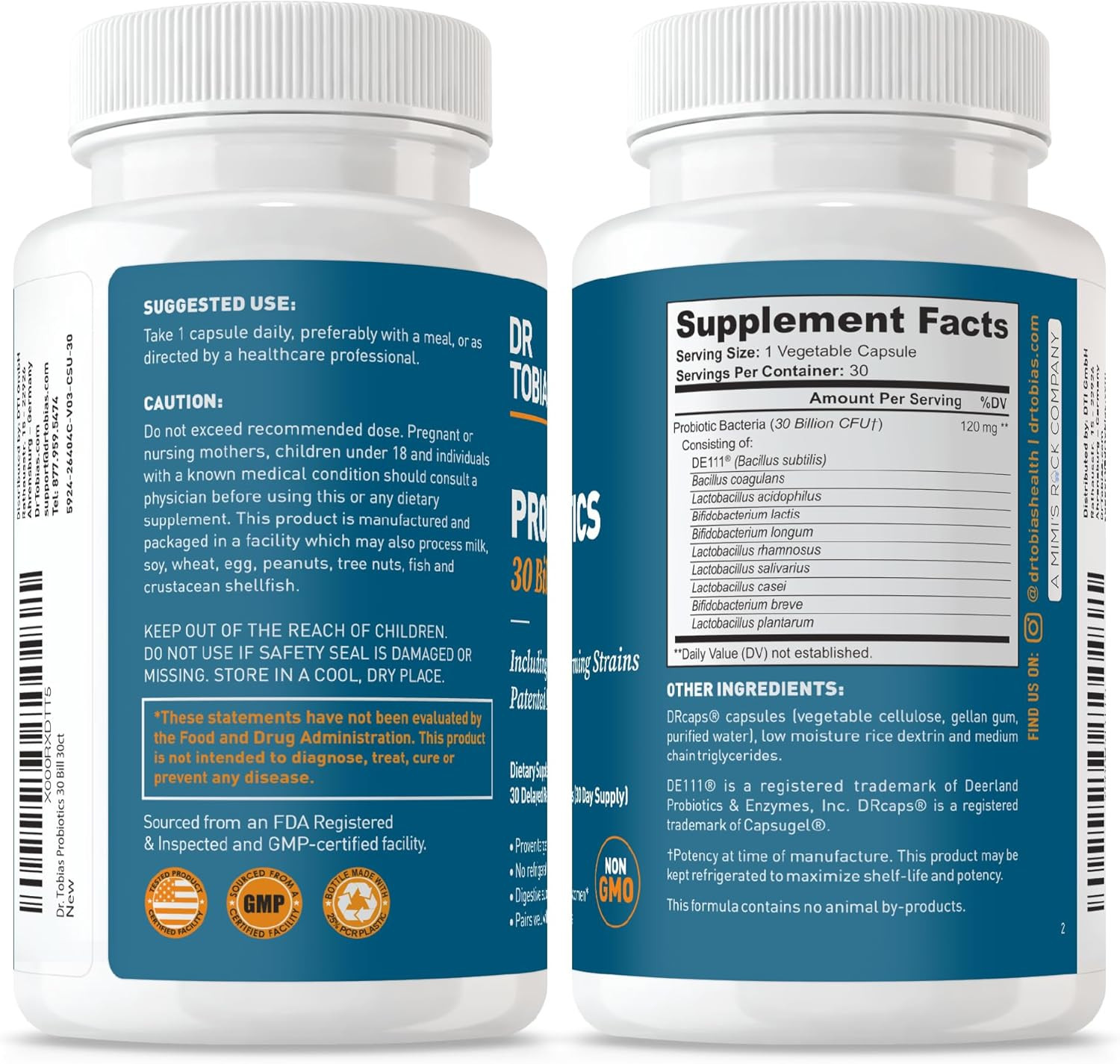 Probiotic 30B CFU 10 Strains 30 Capsules Gut Health Support