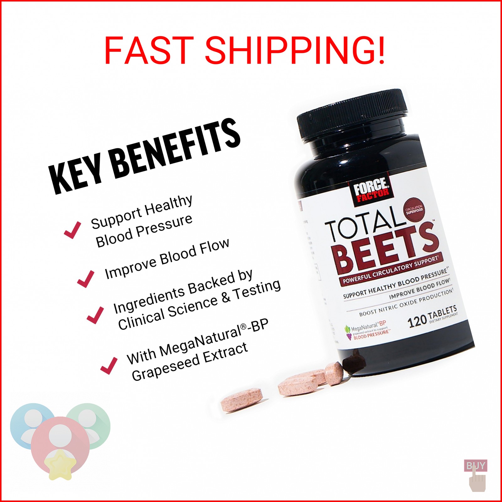 Force Factor Total Beets Blood Pressure Support with Grape Seed Extract and Non