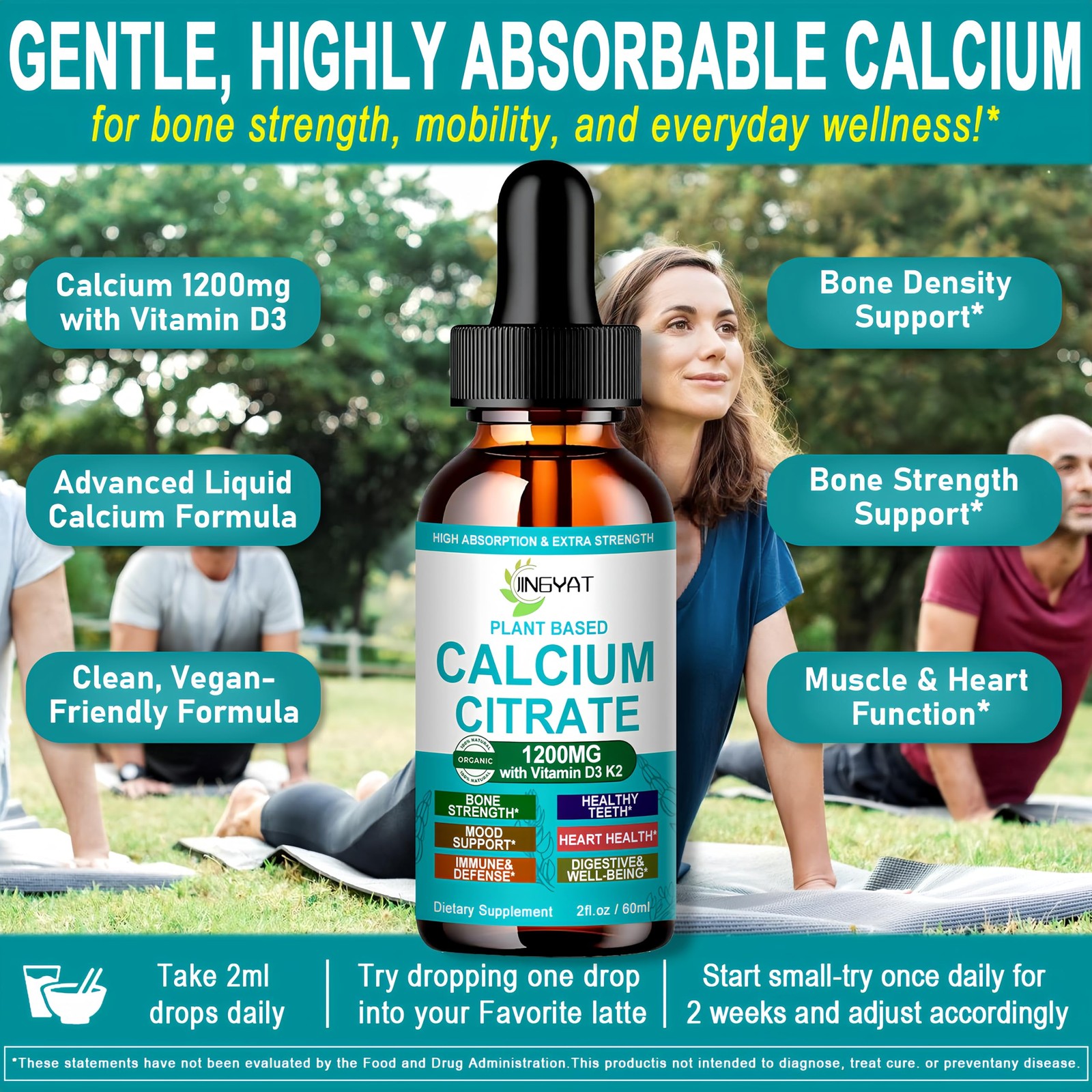 Calcium Supplements for Women Liquid Drops, High 2 Fl Oz (Pack of 1)