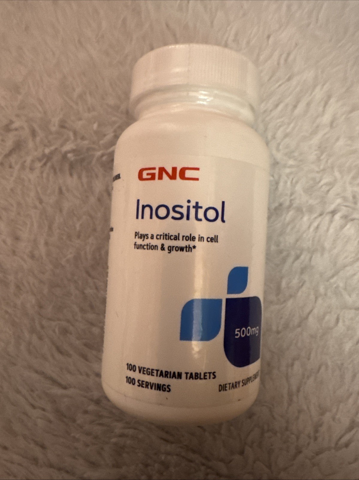 Inositol 500mg – GNC – 100 Vegetarian Tablets – Exp 07/2026