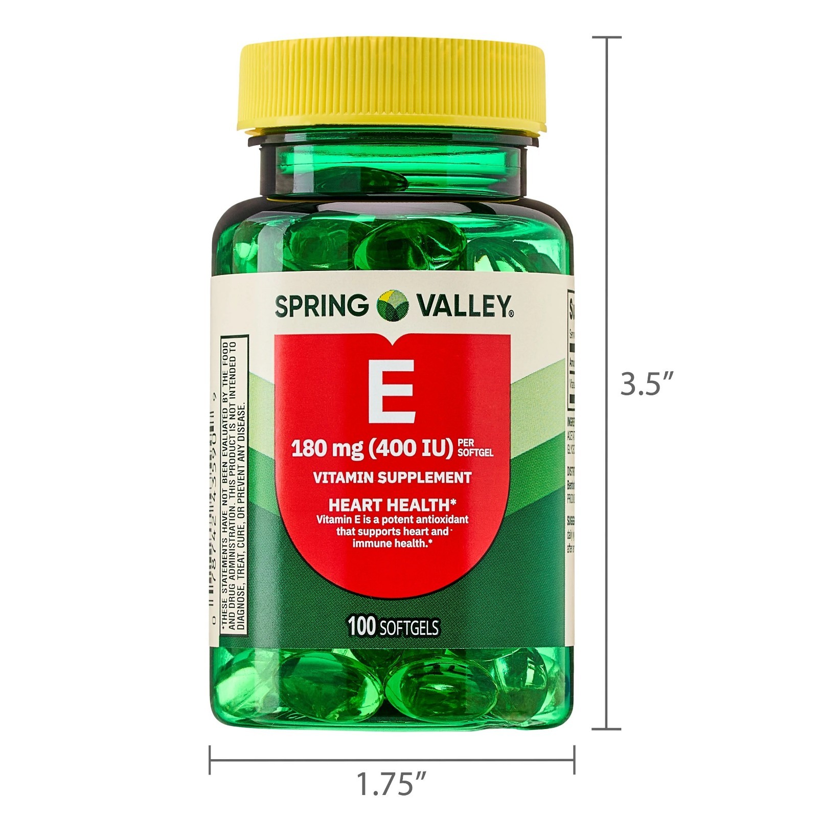Vitamin E Heart Health Dietary Supplement Softgels, 180 mg (400 IU), 100 Count