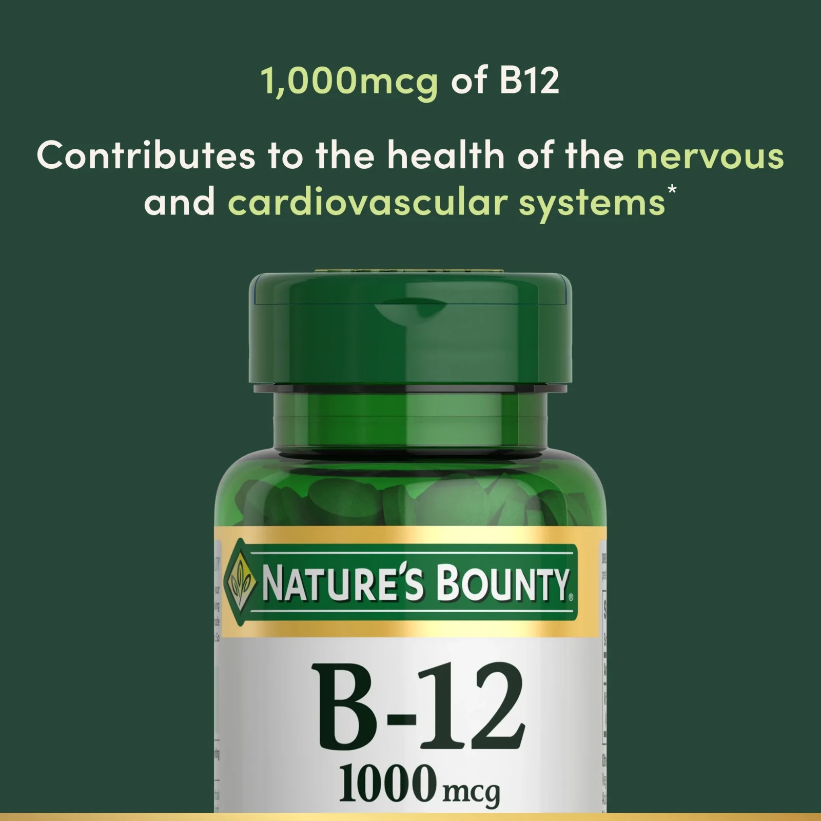 Nature’s Bounty Vitamin B12 1000 mcg Supplements, 200 200 Count (Pack of 1)