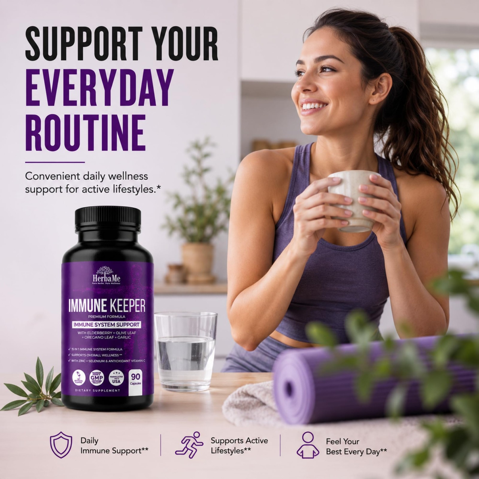 Immune Support Supplement, 15 in 1 Daily 1 Count (Pack of 90)