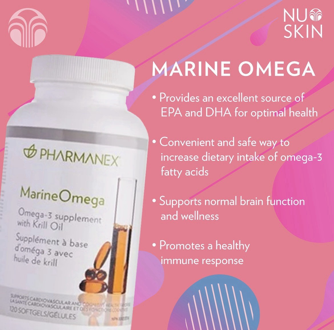 Nu Skin Pharmanex Marine Omega MarineOmega, 120 Softgels, New, Exp 12/2027