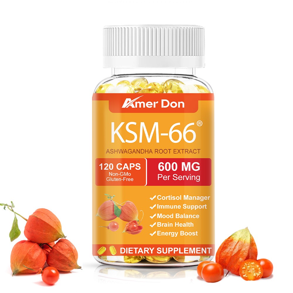 Amer Don KSM-66 Ashwagandha Root Extract 600mg, 60 Vegetarian Caps