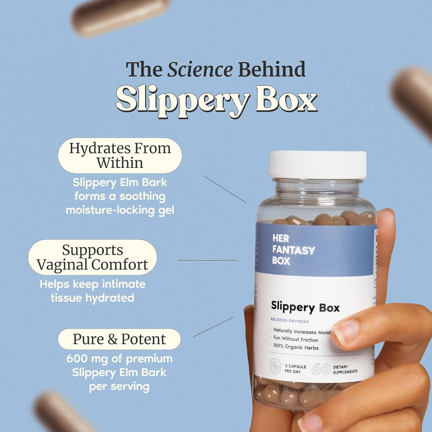 Her Fantasy Box | Slippery Box | Fast-Acting Slippery Elm Caps Feminine Wellness
