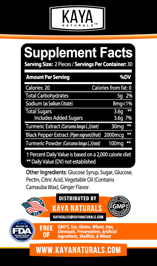 Turmeric Curcumin Black Pepper Gummies 60ct Joint Pain Inflammation Relief Gummy