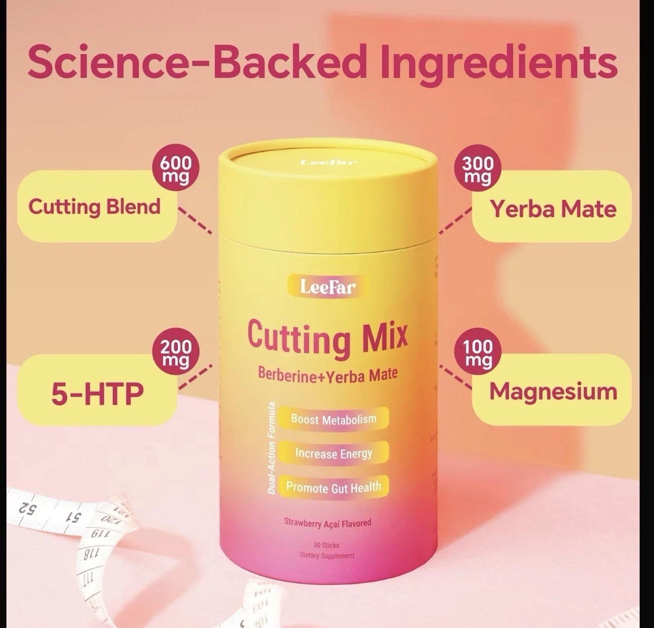 Leefar Cutting Drink Mix – Berberine, Chromium, 5-HTP, Yerba Mate & Magnesium |