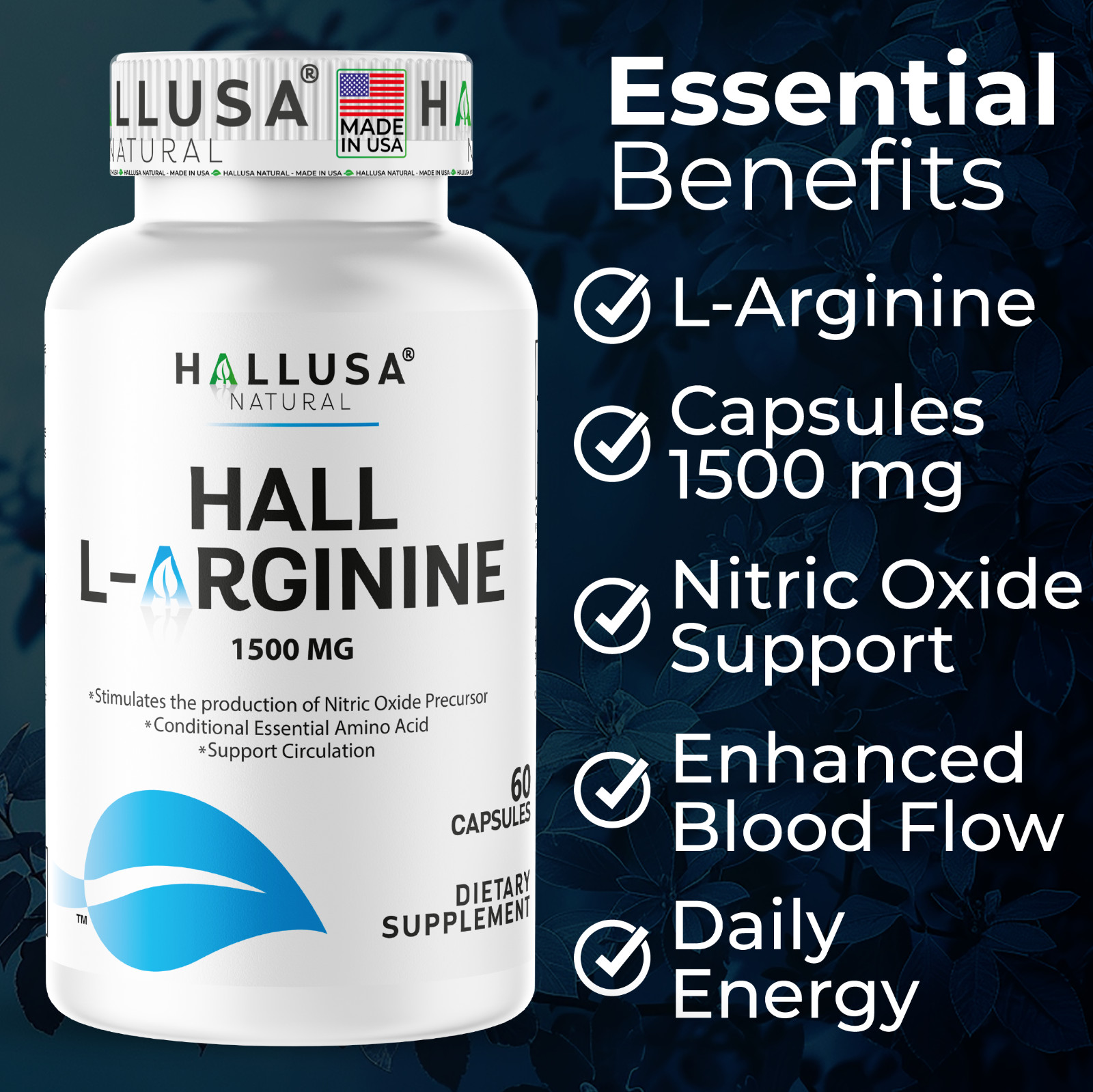 L- ARGININE – Muscle Support – Improves Blood Flow Better Erection – 60 Cap