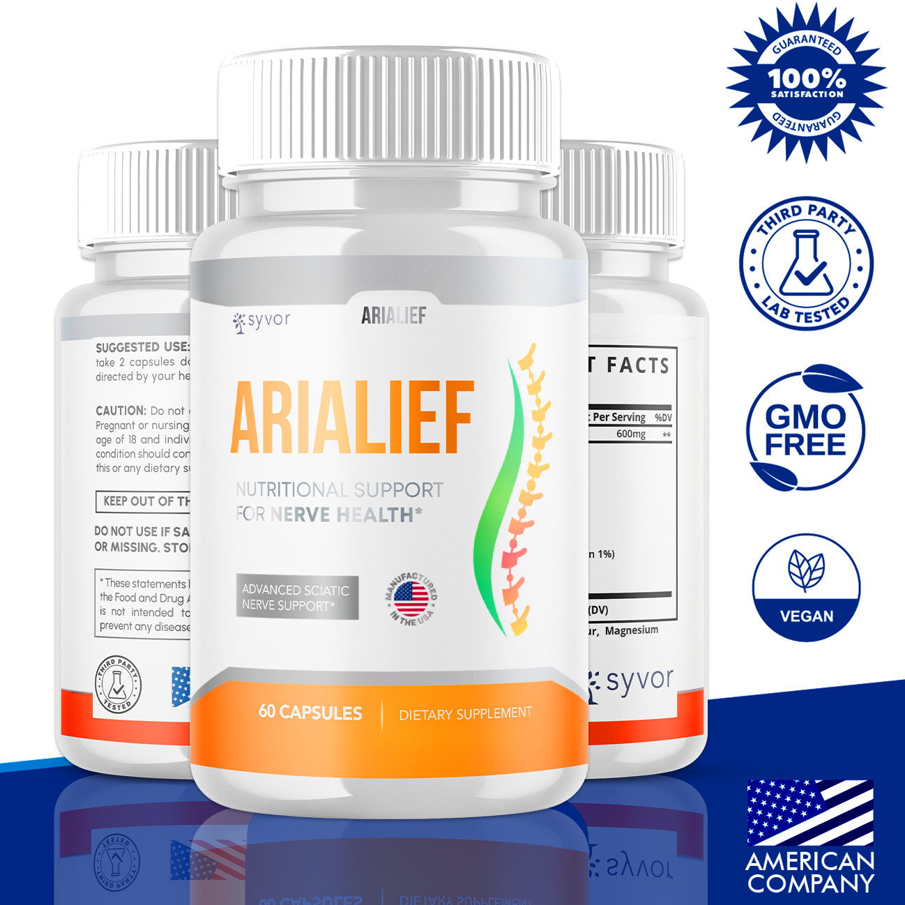 (5 Pack) AriaLief Brain Pills – Nerve Health & Cognitive Support Supplement