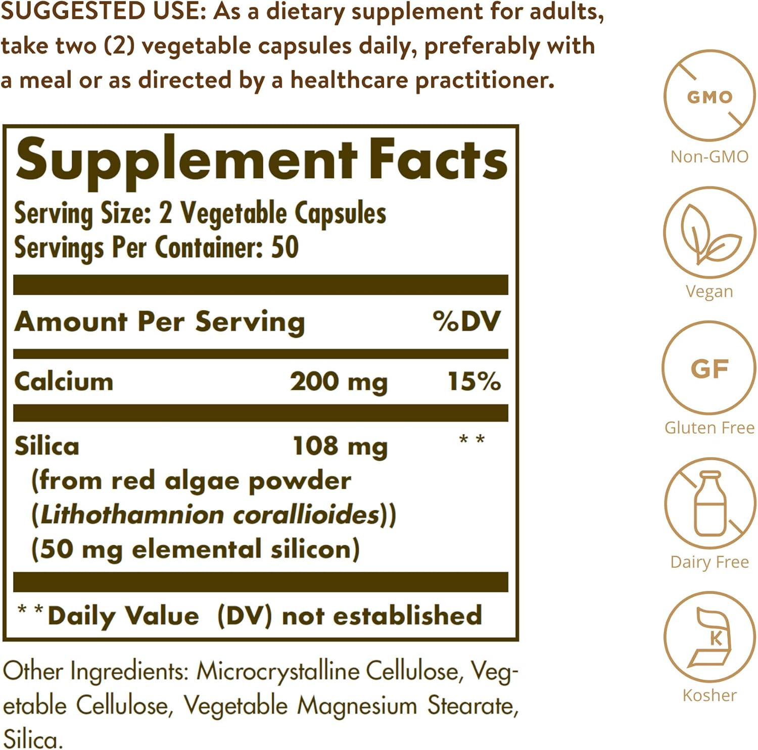 Oceanic Silica from Red Algae 25 Mg, 100 Vegetable Capsules – Excellent Source o