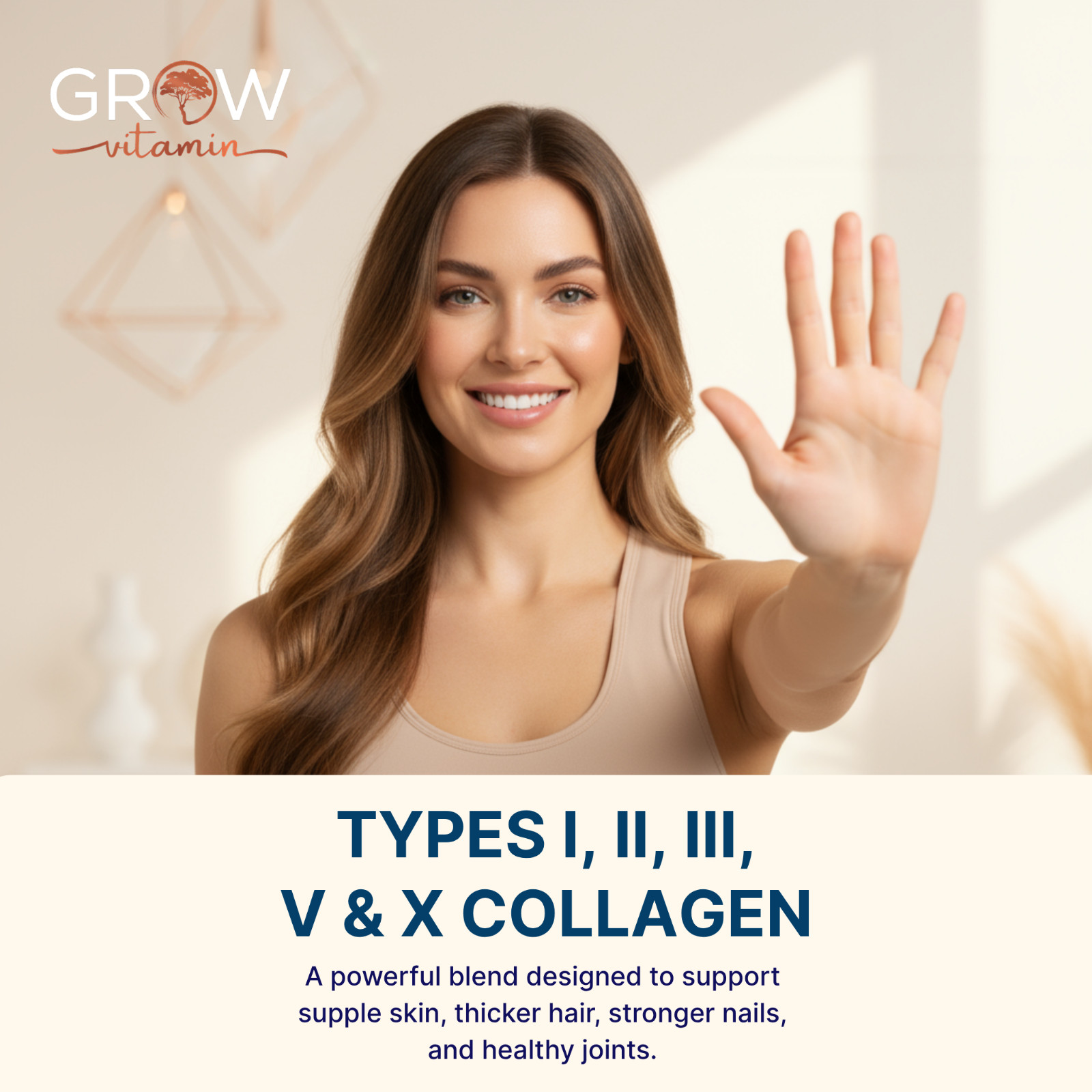 Multi Collagen Peptides Type I II III V X, Vitamin C & Biotin – Made in USA, NEW