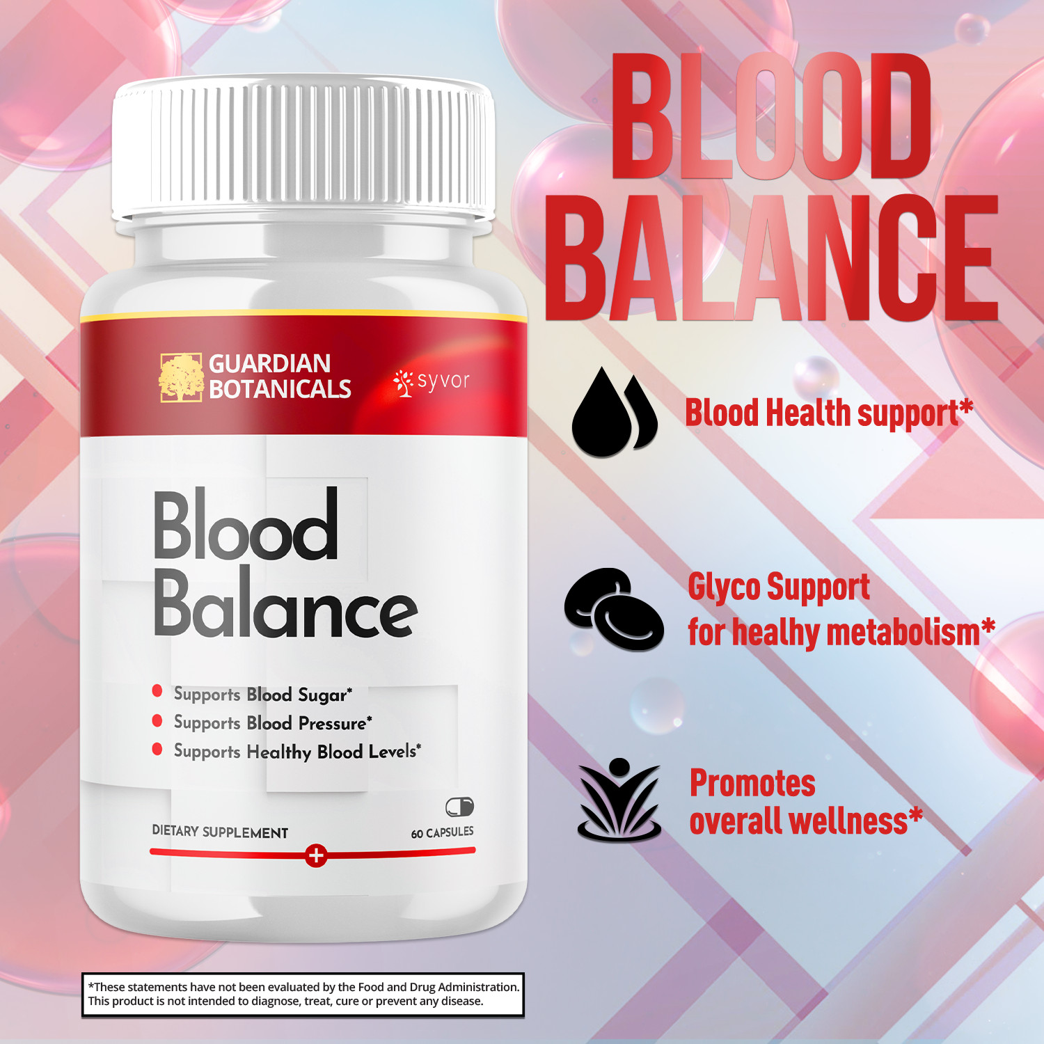 (1 Pack) Guardian Botanicals Blood Balance Advanced Glycogen Vitamin 60 Capsules
