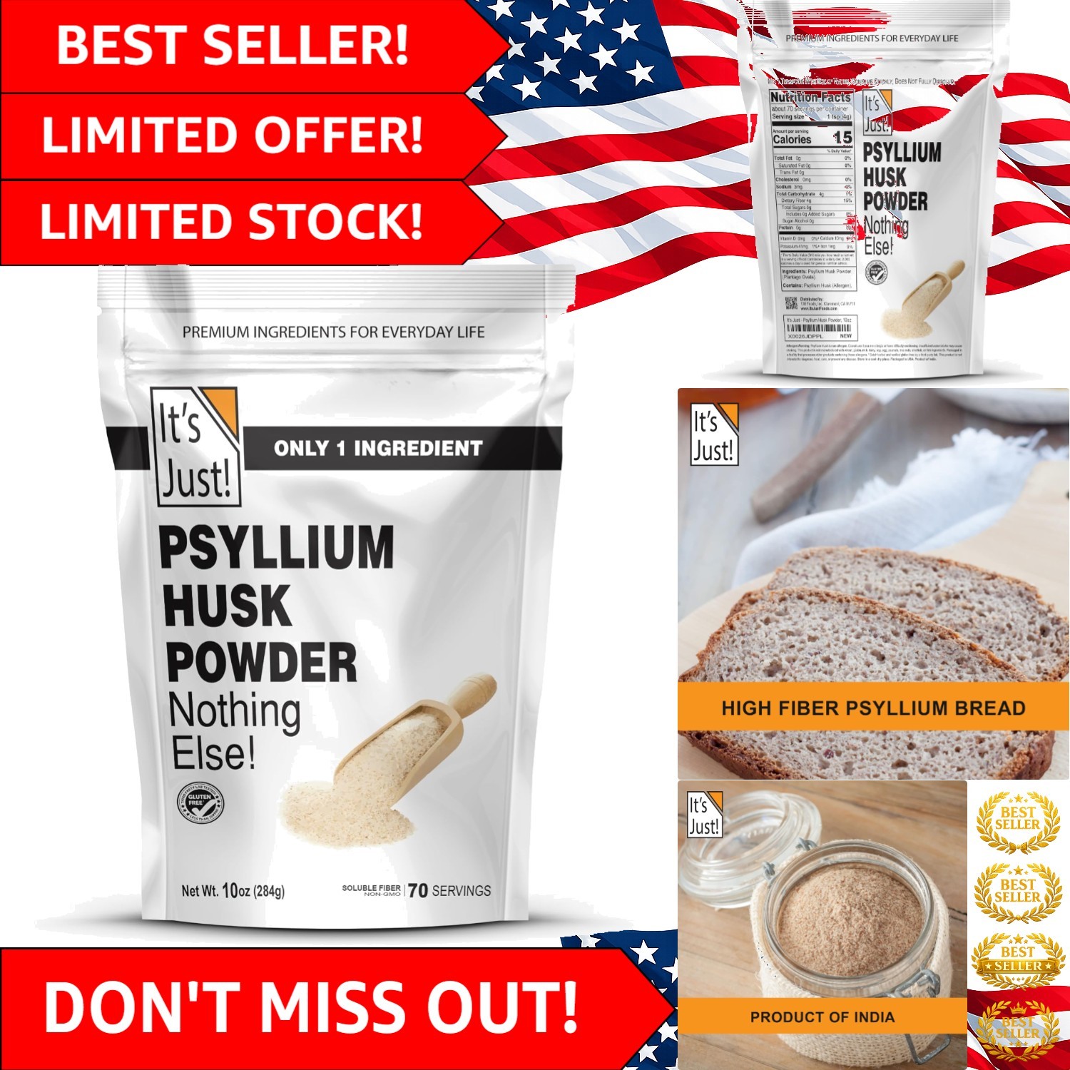 Finely Ground Psyllium Husk Powder – Ideal for Keto Baking & Digestive Health