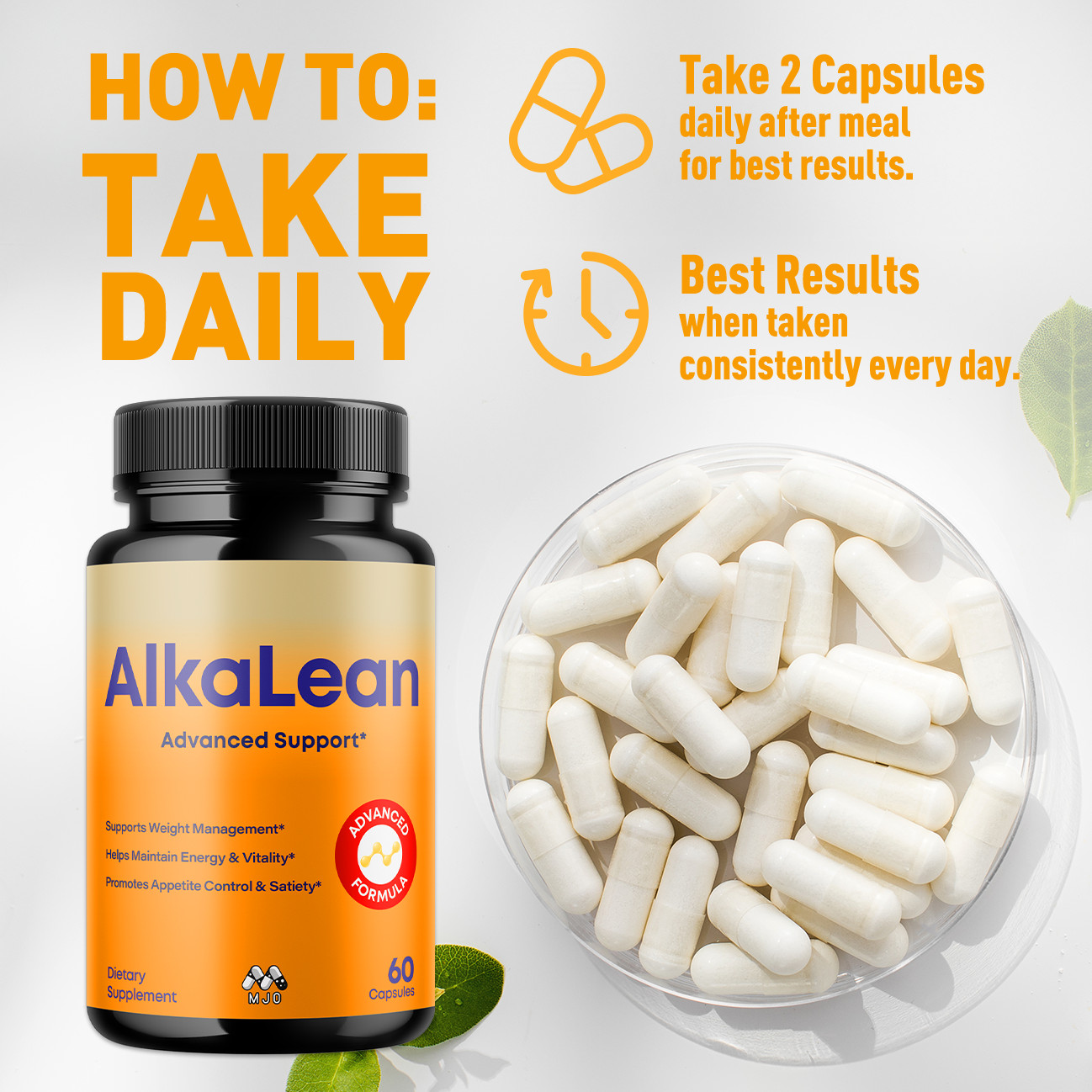 (1 Pack) Alkalean Advanced Weight Management Support Supplement 60 Capsules