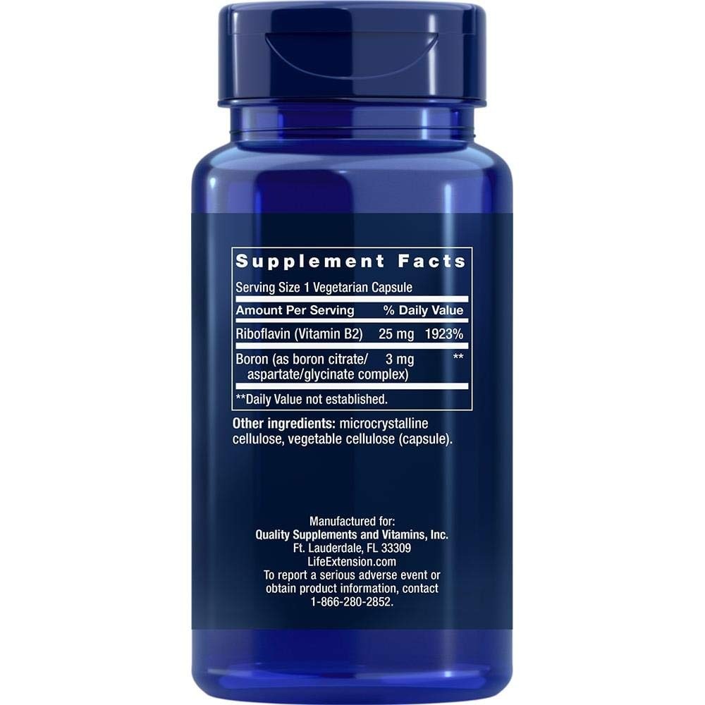 Life Extension Boron 3 mg, Vitamin B2, 100 Count (Pack of 1), Capsule