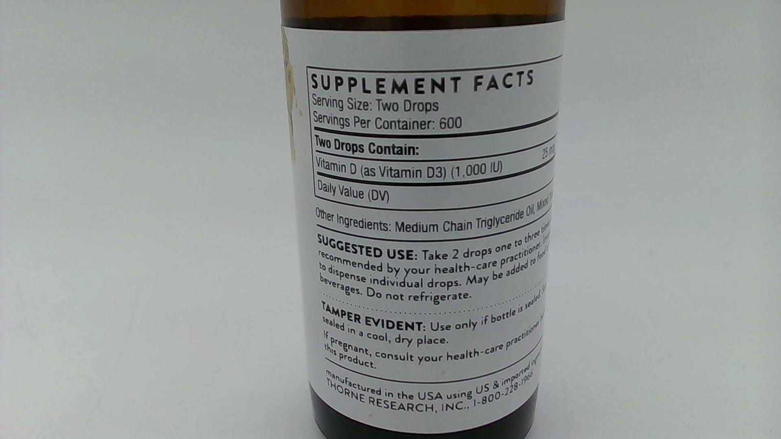 1 Oz THORNE Vitamin D Dietary Supplement