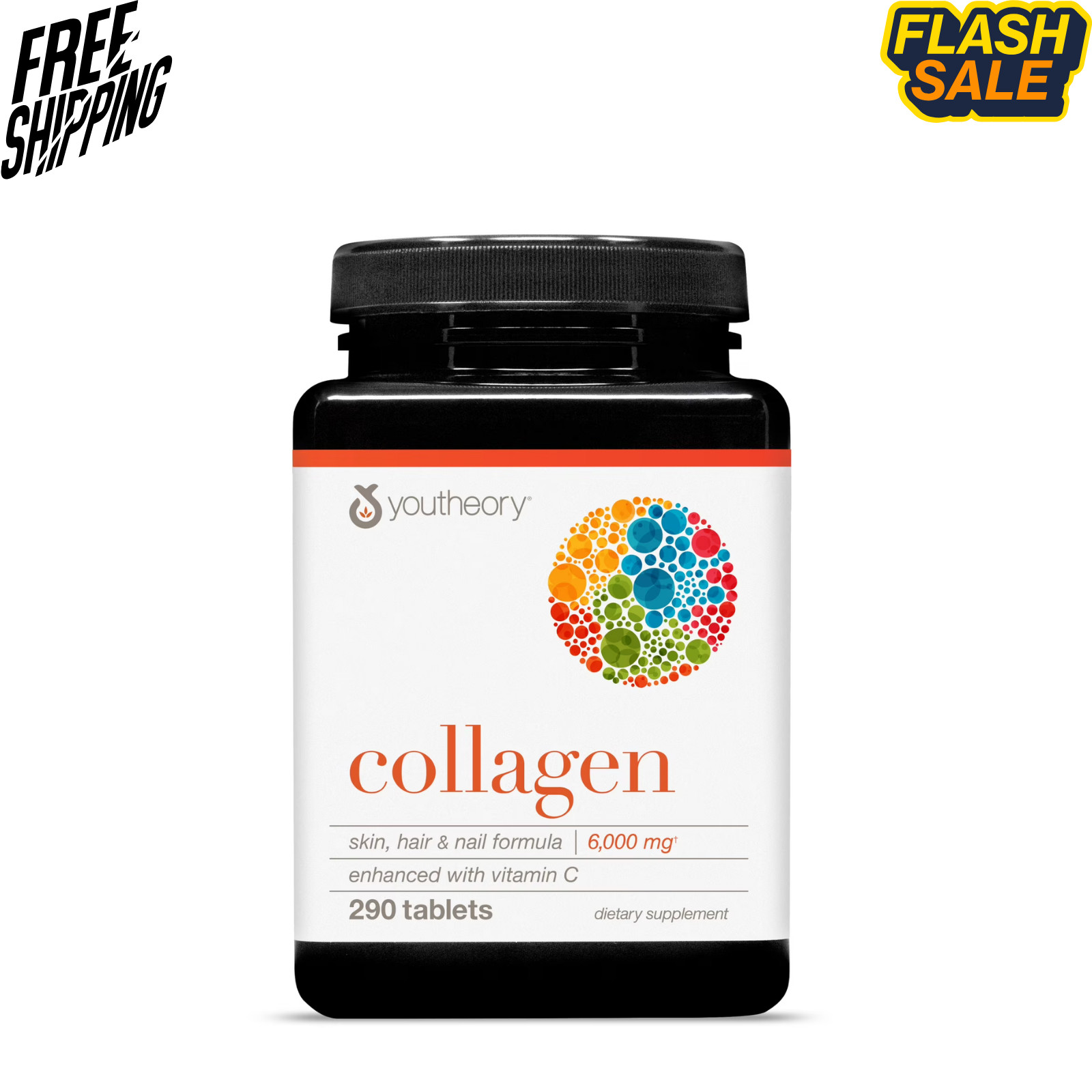 Youtheory Advanced Collagen 6000 mg Tablets, 290 Count Bottle