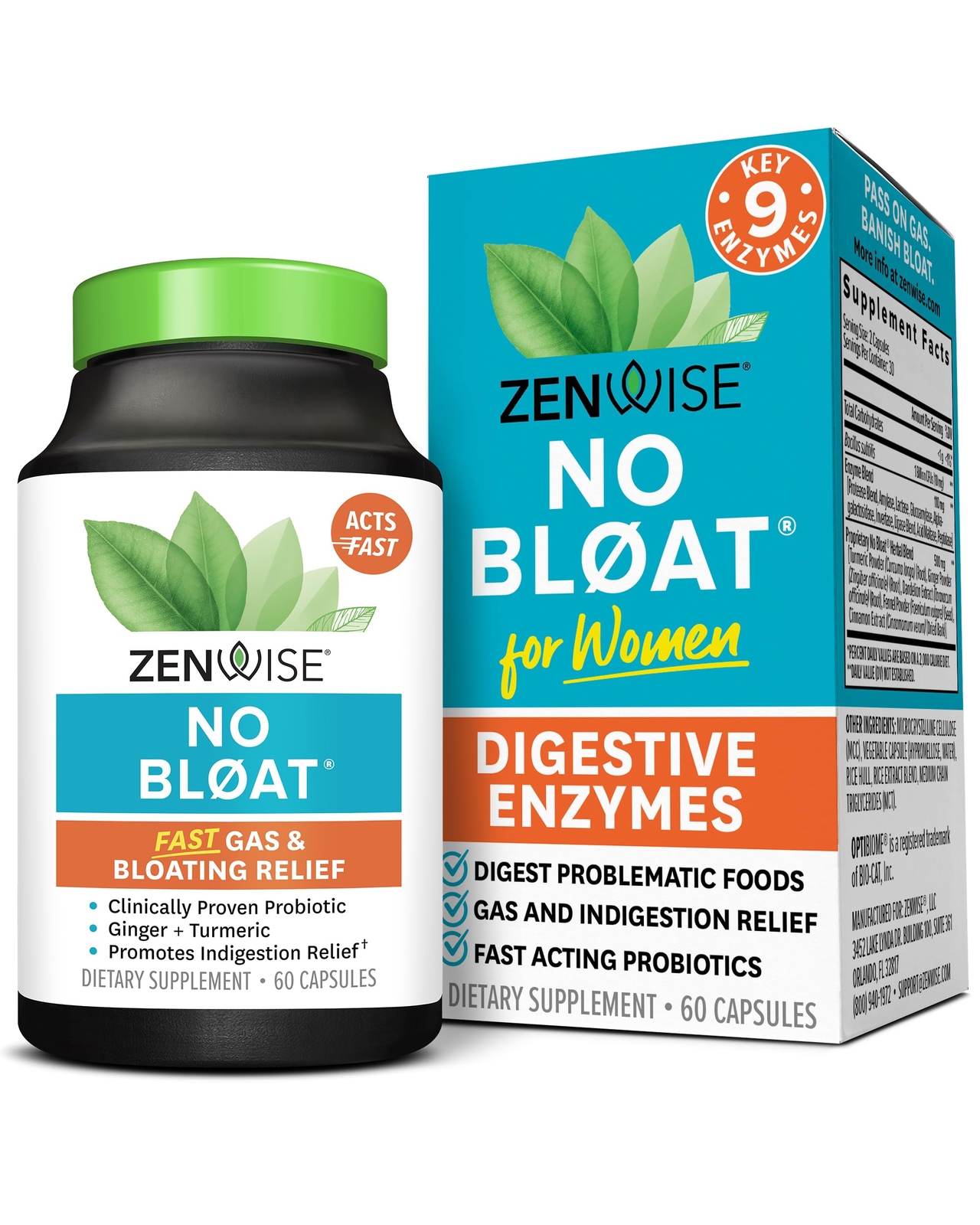 Zenwise Health NO Bloat Digestive Enzymes + Probiotics for Women and Men Dige…
