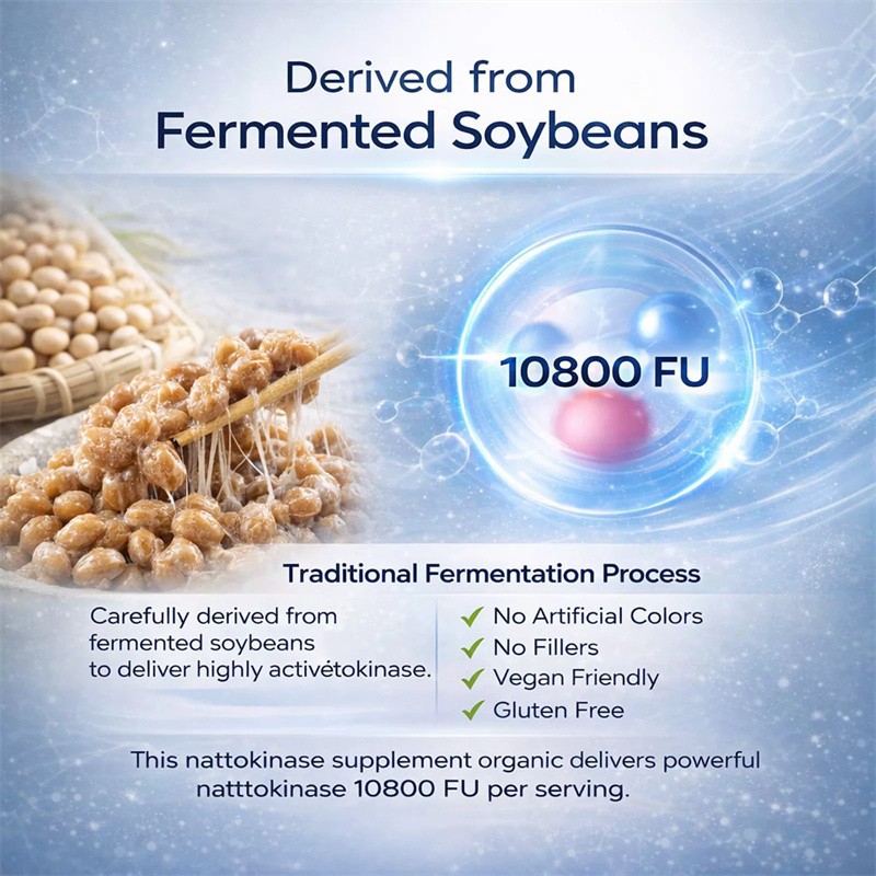 Nattokinase Supplement – 10800 FU 60 Capsules Per Serving Heart Circulation
