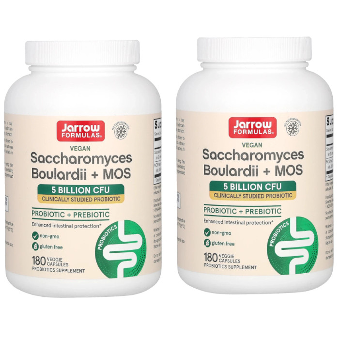 Jarrow Saccharomyces Boulardii + MOS 180 vcaps Each (Pack of 2)